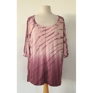 Halcyon Women’s XL Pink And Purple Blouse Short Sl